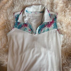 Pebble Beach Women's White Top with Floral Accents